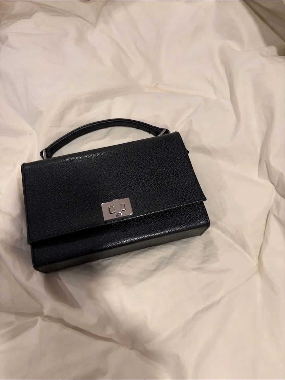 Structured Black Top-Handle Satchel